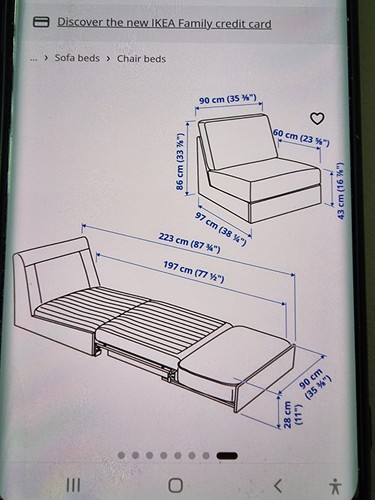Ikea grey fabric convertible - grey,